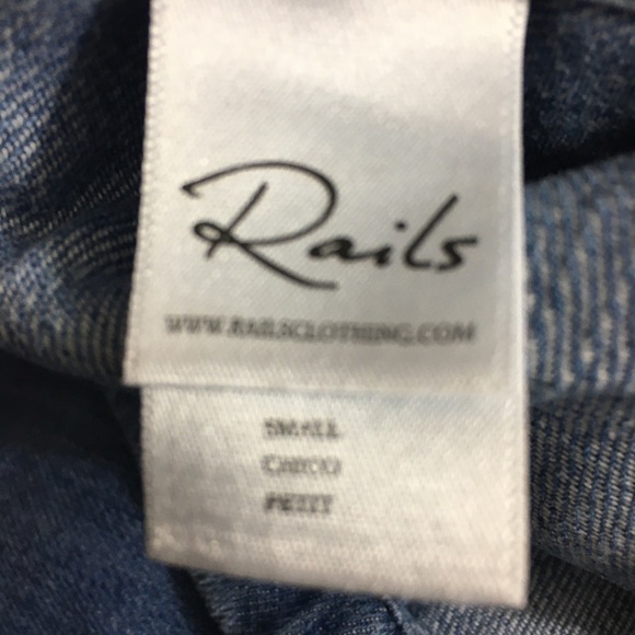 Rails Smith Embroidered Sleeve Button Chambray Shirt Size Small New - Picture 12 of 15